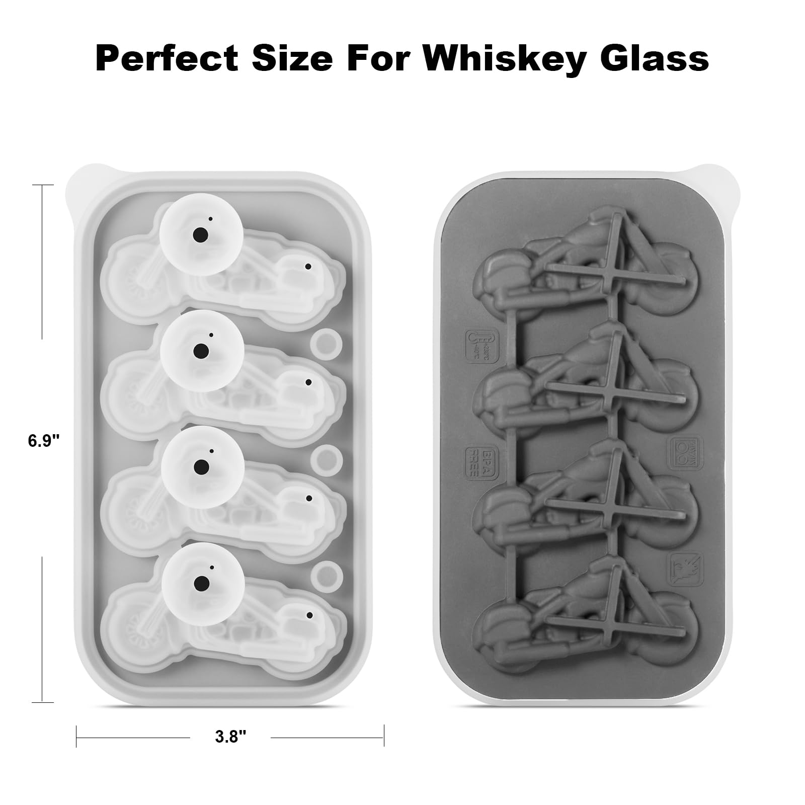 Nax Caki Bandeja de cubitos de hielo 3D para motocicleta, molde grande de silicona con formas divertidas para whisky, cócteles, bourbon, regalos de motocicleta para hombres, regalos de calcetín de