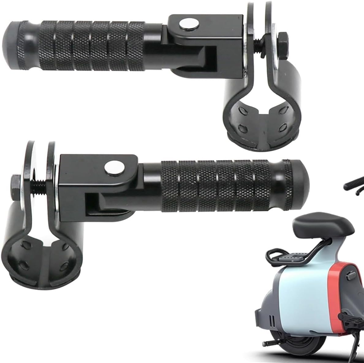 M8 Motorcycle Foot Pegs Foot Rests Foot Pedal 90 Degree Foldable Footpegs CNC Anti-Skid Rear Set Footrest Bicycle Passenger Pedal Universal for Motorbike Mini Bike Dirt Pit Bike (Black)
