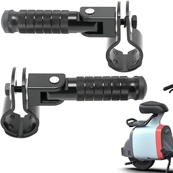 M8 Motorcycle Foot Pegs Foot Rests Foot Pedal 90 Degree Foldable Footpegs CNC Anti-Skid Rear Set Footrest Bicycle Passenger Pedal Universal for Motorbike Mini Bike Dirt Pit Bike Black