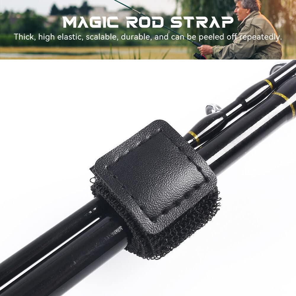 5 Pezzi Protezione Per Canna Da Pesca – Cinghie Elastiche In Gomma Con Velcro E Tappi, 20,5x2,5 Cm E 13,4x13,4 Cm