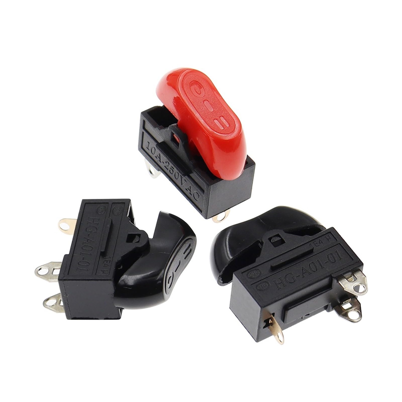 4PCS 10A 250VAC Hair Dryer Switch,Rocker Switch,3 Position ON Off Boat Switch(Black)