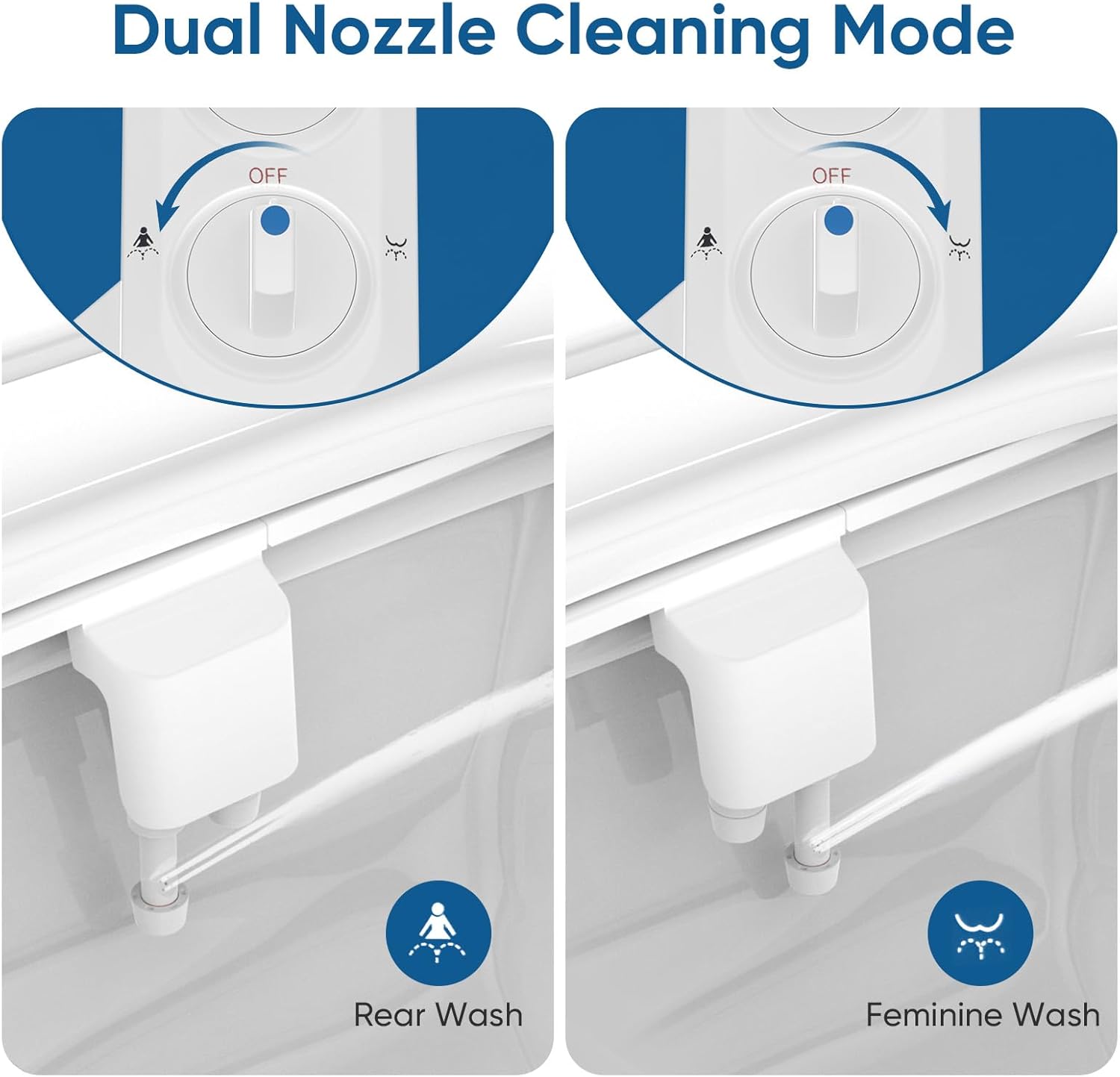 Filtered Bidet Attachment for Toilet Seat, Suitable for Most Toilet Tank, Ultra-Slim Non-Electric Bidet Sprayer，Adjustable Water Pressure，Dual Nozzle Front/Rear Cleaning (White) - Image 3
