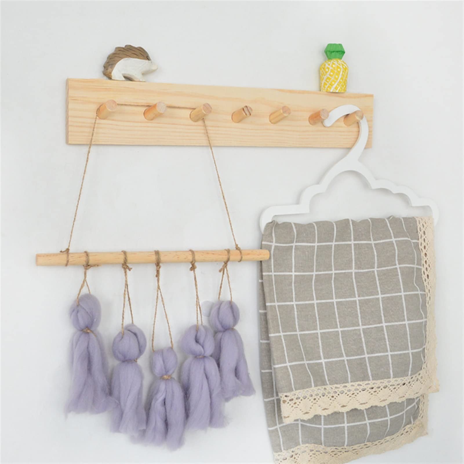 Wandgarderobe Moderne Wandmontage Mantel Hut Rack Haken Holzeingabebanhänger 7 Stifte Schlafzimmer Badezimmer Robe Racks Küchentuch Zahnstange Kleiderhaken Wand