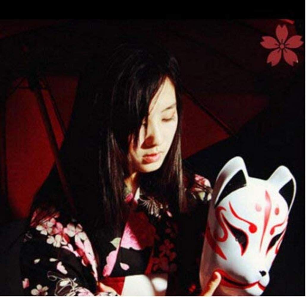 Maschera di volpe giapponese dipinta a mano, per Halloween, cosplay, mascherata, Kitsune