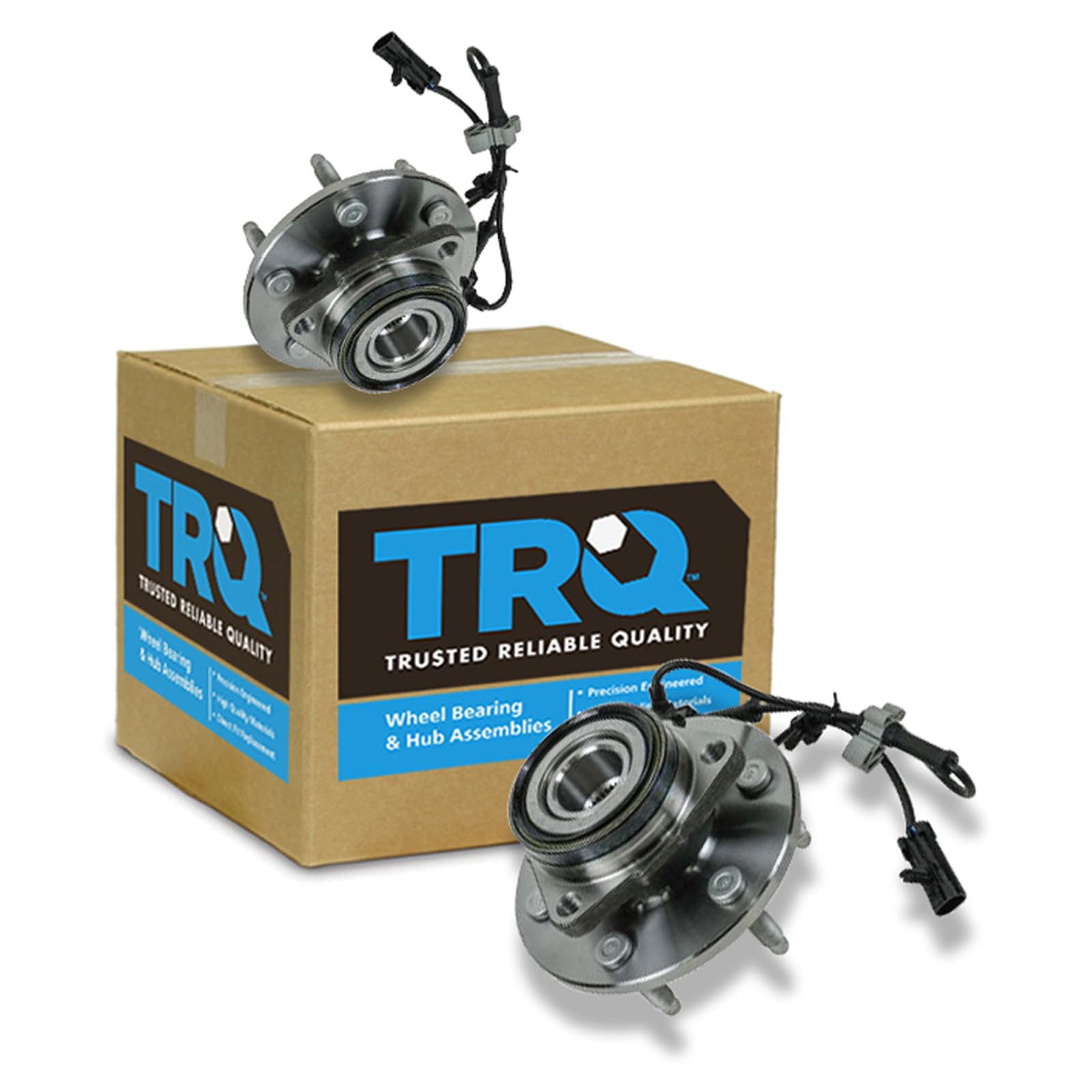 TRQ Front Left and Right Wheel Bearing and Hub Assembly Set 2 Piece Compatible with 99-06 Chevrolet Silverado 1500 4 Wheel Drive 02-06 Cadillac Escalade All Wheel Drive