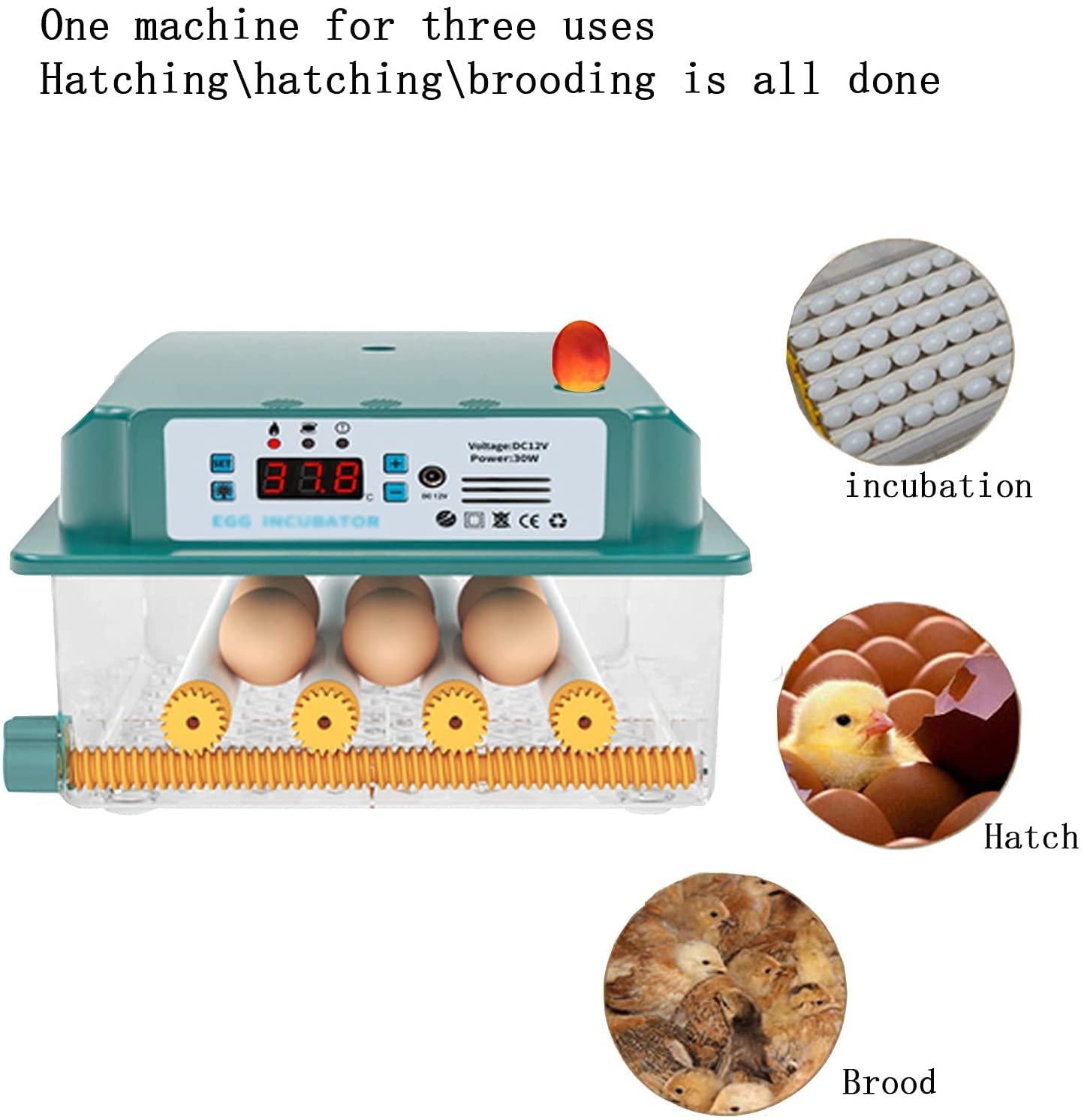 Incubadora De Huevos, Incubadora Automática 6/9/12 Huevos Doble Eléctrica Con Pantalla LED Digital Control Automático De Temperatura Y Rotación, Incubadora De Laboratorio Casera Pequeña Para Pollo