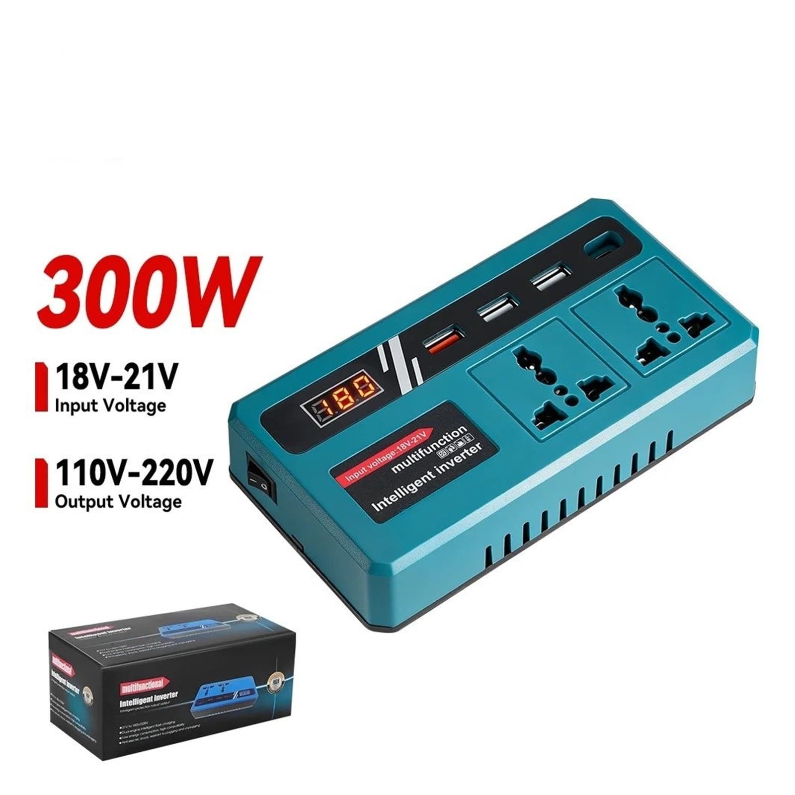 Convertidor Adaptador Adaptador Inalámbrico Inversor Cargador Multifuncional Enchufe Universal 110V-220V 300W Pin Batería para 18V inversor