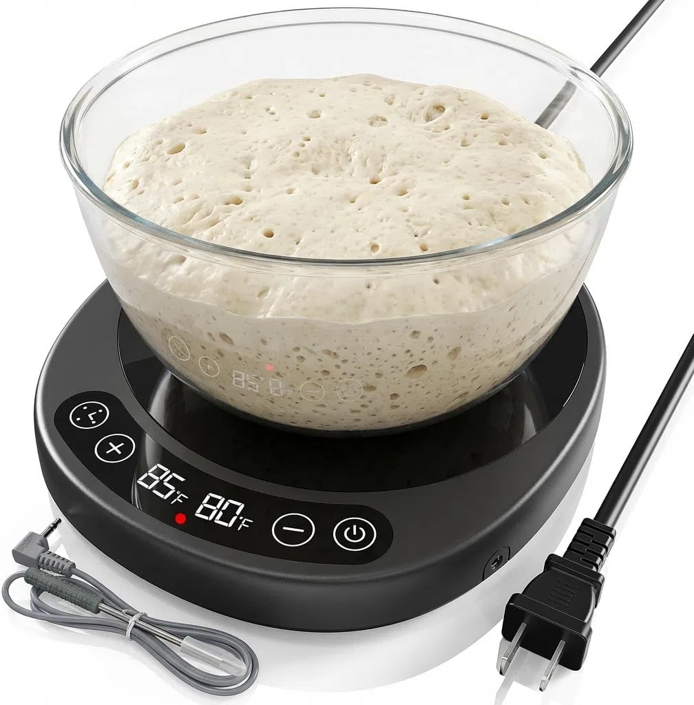Risecret Pro 2026 Larger Sourdough Starter And Dough Warmer– Upgraded with Real-Time Dough Probe, Dual-Temp Display, 70-110°F Precision Control, 24H Timer Game Changer For Home Bakers Black