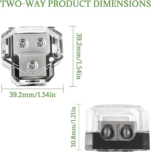 Miniatura 2 de BOJACK Bloque de conexión de distribución de energía de 2 vías, entrada de calibre 1x024, salida de calibre 2x48, bloque de distribución de energía