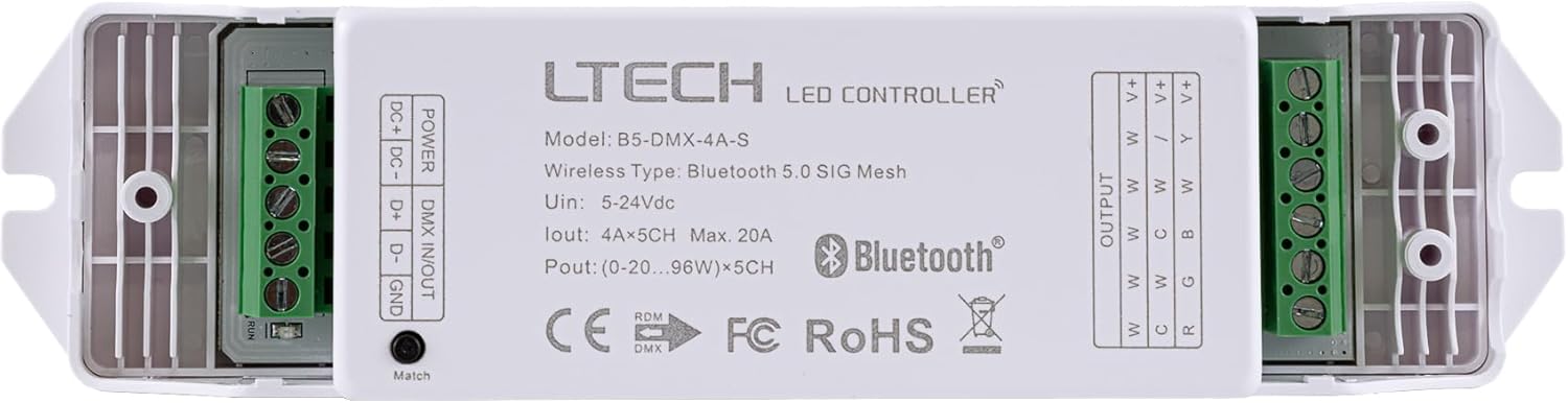LTech B5-DMX-4A-S DMX/Bluetooth Constant Voltage LED Controller