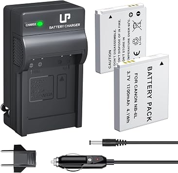 LP 2 Pack NB-6LH NB-6L Batteries and LED Charger, 1200mAh Battery Compatible with Canon PowerShot SX530 HS SX710 HS SX700 HS SX610 HS SX600 HS SX540 HS SX510 HS SX500 is SX280 HS SX270 HS D30 S90
