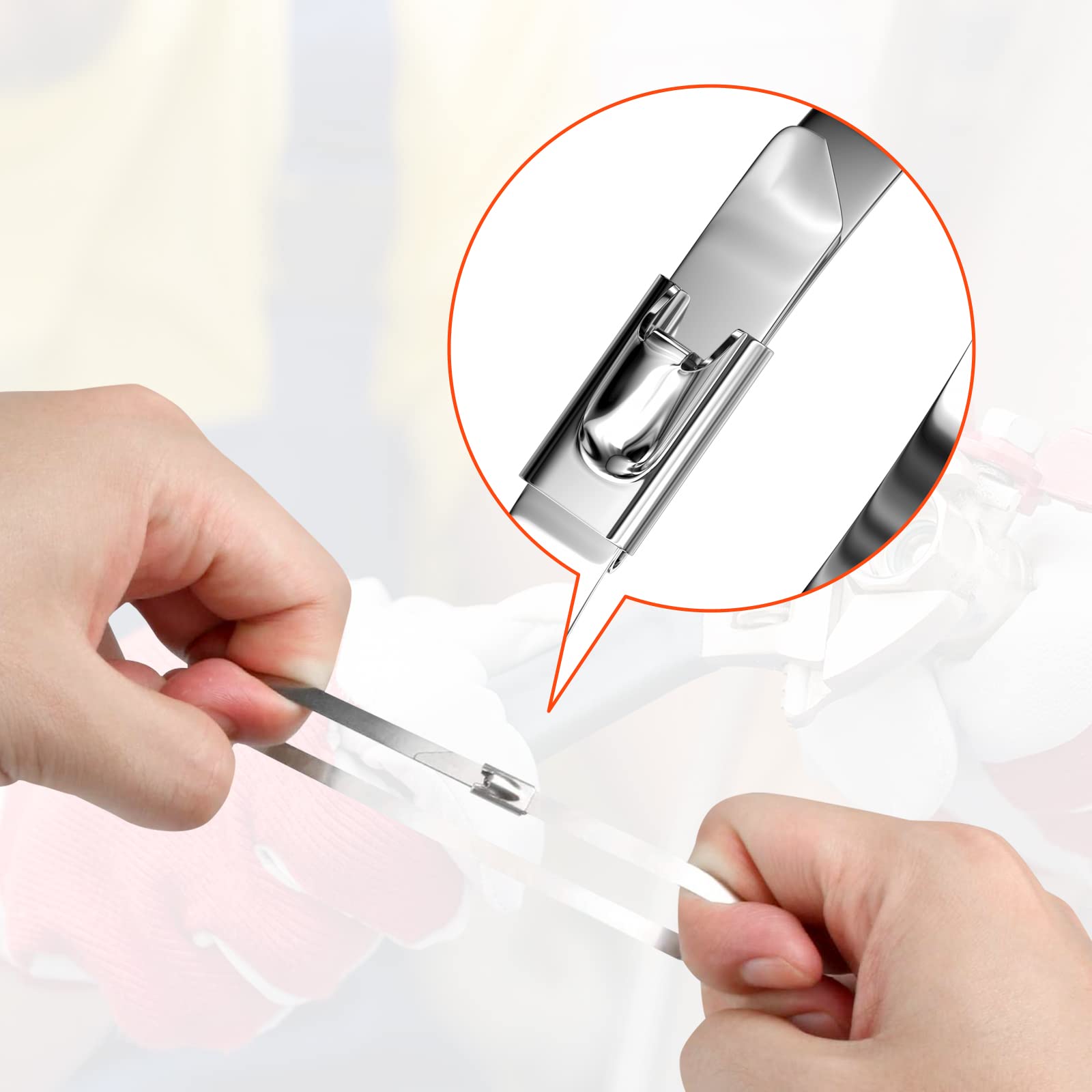 Fascette In Acciaio Inox 200mm X 4.6mm - 100 Pezzi Per Fasci Cavi E Fissaggi - Foto 4