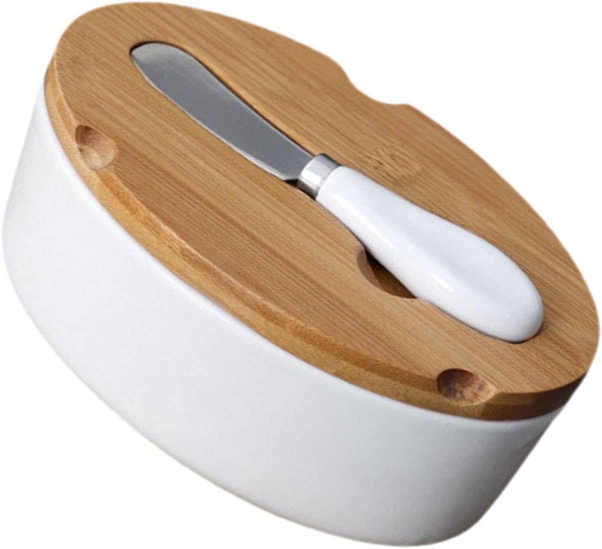 Ceramic Butter Dish with Cutter and Lid Oval Butter Storage Box for Home Kitchen and Cheese Container Set Nordic Style for Dining Table