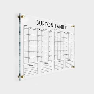 TWO MONTH CALENDAR Clear Acrylic Wall Calendar - Personalized Dry Erase Board, Dry Erase Calendar, Monthly and Weekly Calendar, Transparent Calendar Brand: ClickedCraft (40"x28", Standard Package)
