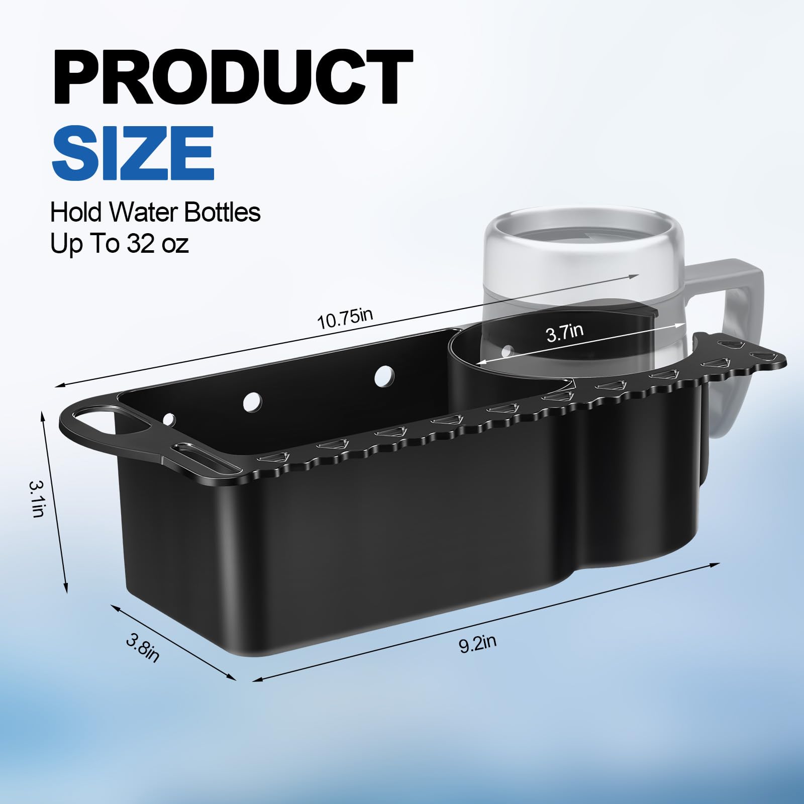 Gejoy 2 Pcs Boat Cup Holder Boat Caddy Organizer ABS Marine Cup Holder Fishing Drink Holder Cruisin Caddy Kayak Pontoon Cabin Canoe Accessories for Drinks Beverage Phone Storage Fishing (Black)