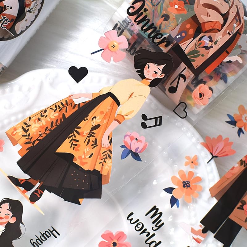 Image of New Popular PET Tape Modern Girls Collage Glossy Washi Tape for Decoration Small Fresh Flower Materials (90729)