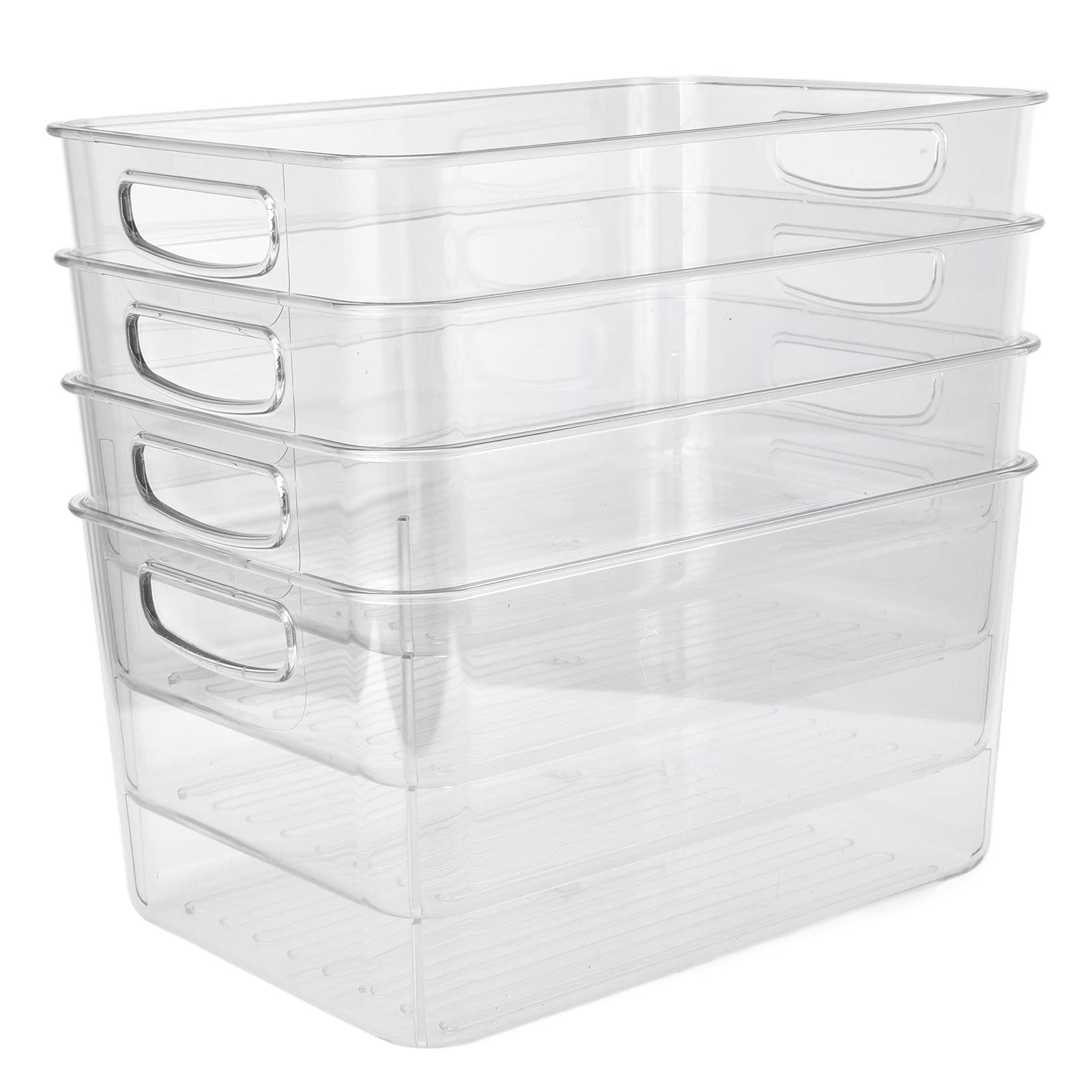 für Küchenorganisatoren, 4PCS Transparente Lagerbehälter für Kühlschrank und Schrank, Plastikkörbe mit Deckel für die Lagerung von Lebensmitteln, klare stapelbare Kisten