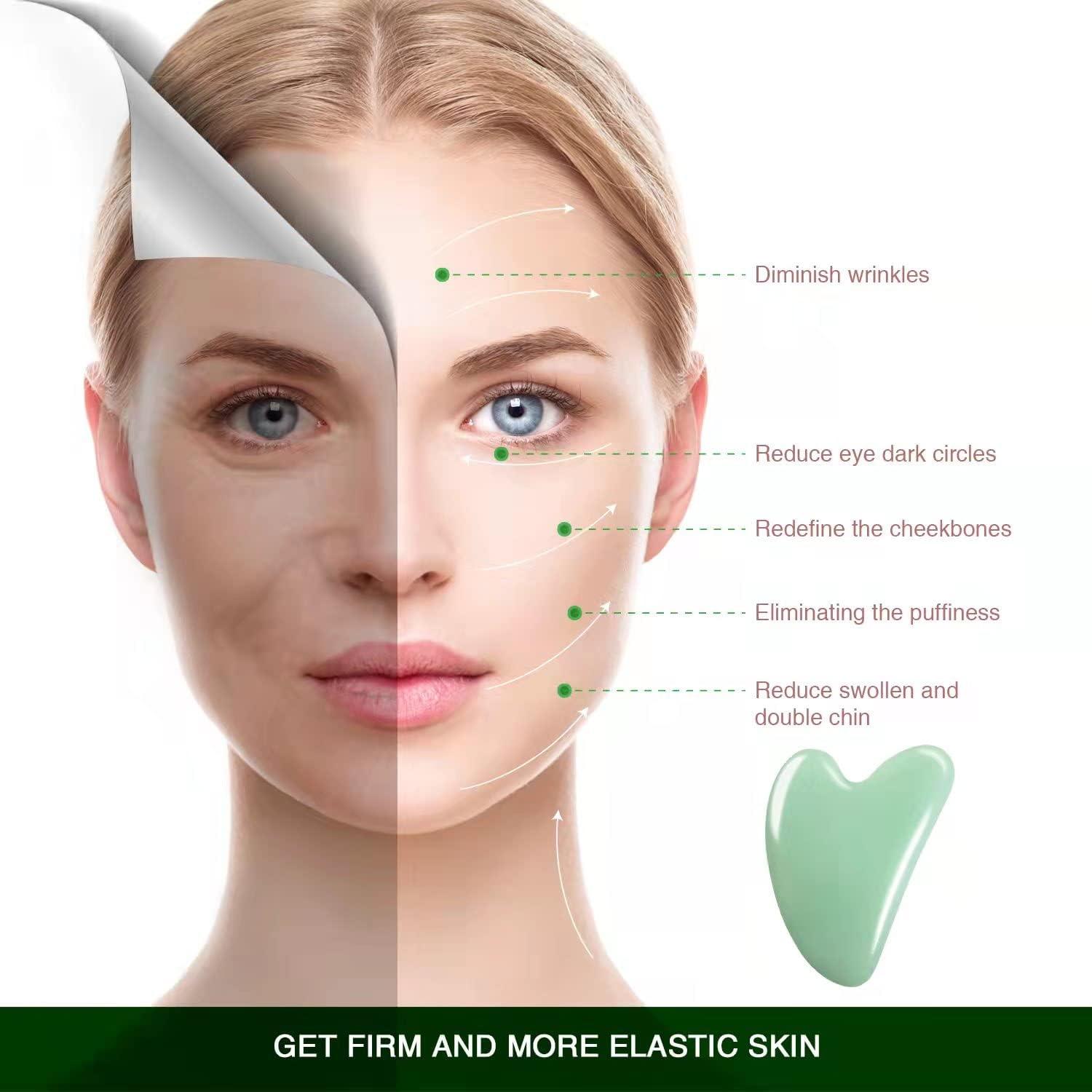 Faigy Face Stone Jade Roller Massager with Gua Sha Jade Stone and 3D Roller Facial Combo For Skin Eye Body 3D Massager Women Men Reusable (Stone Roller and 3D Roller) Faigy Face Stone Jade Roller Massager with Gua Sha Jade Stone and 3D Roller Facial Combo For Skin Eye Body 3D Massager Women Men Reusable (Stone Roller and 3D Roller)