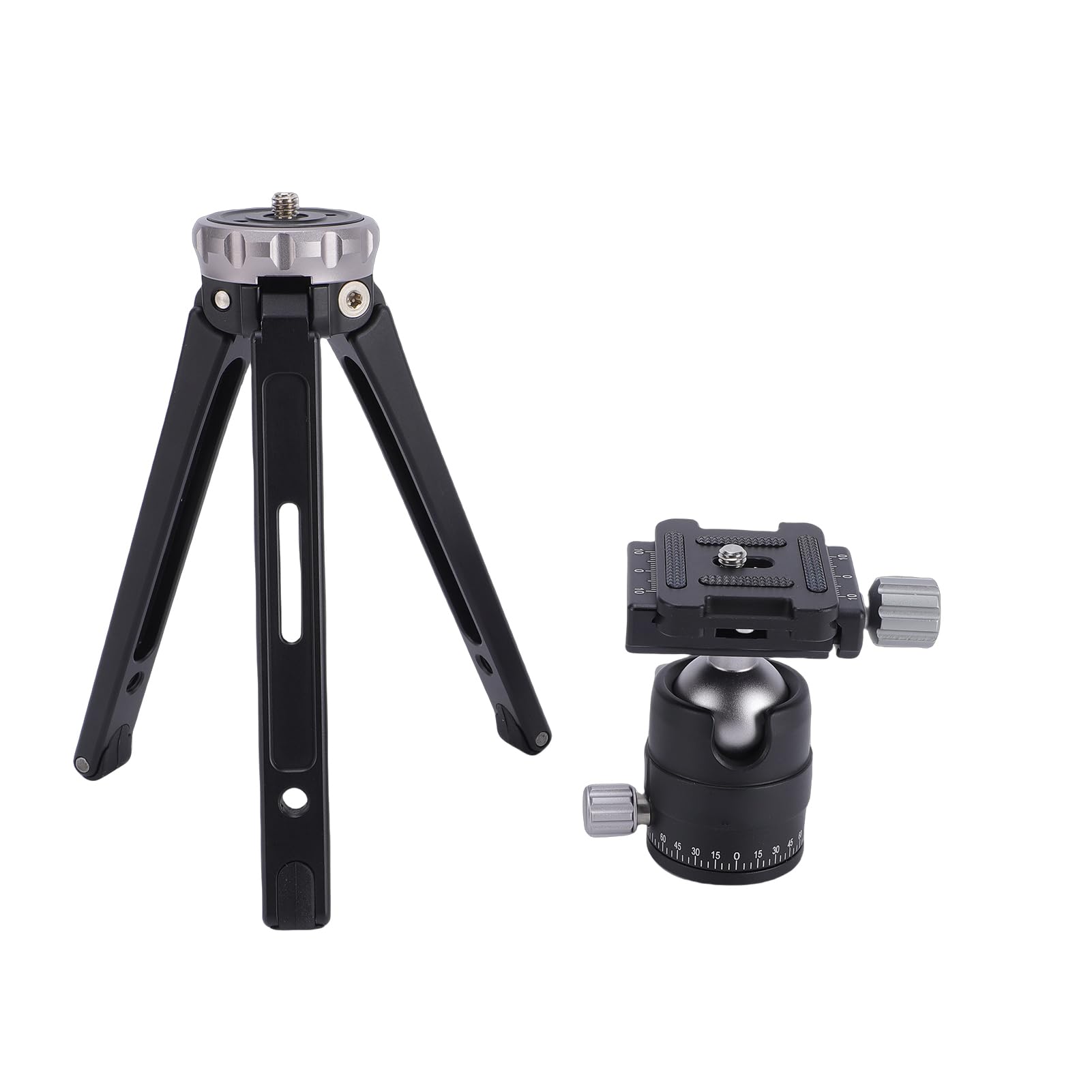 Treppiede Compatto per Fotocamera Supporto per Treppiede Portatile con Testa a Sfera da 360 Gradi per Registrazione Video da Viaggio in Alluminio 363 G (GREY)