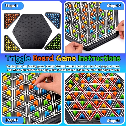Pipihome Triangle Board Game, Chain Triangle Chess Game Age 3+, Rubber Band Game for Adults & Kids - Image 2