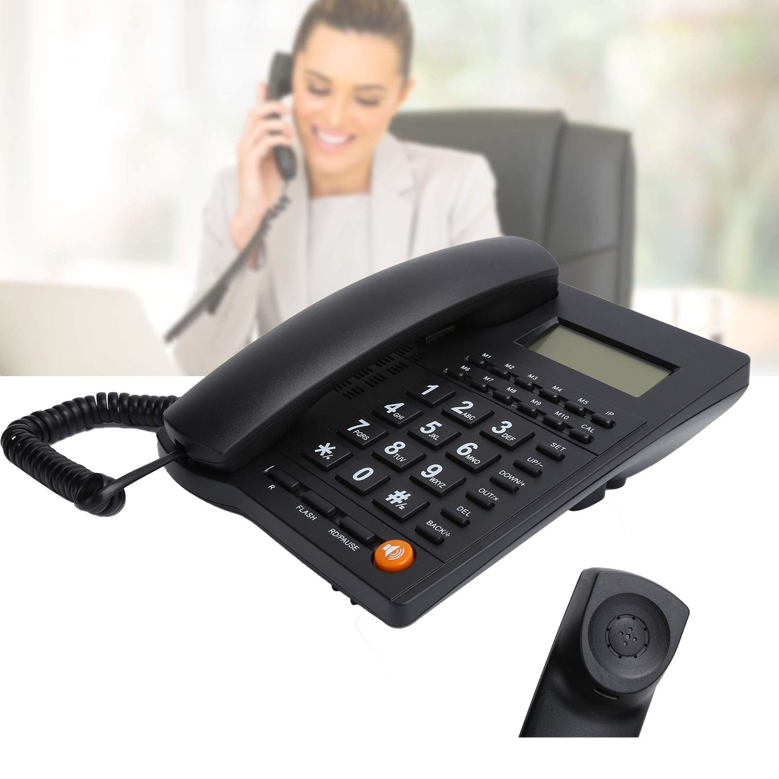 ciciglow Schnurgebundenes Telefon, Freisprech-Festnetztelefon mit Großem Knopf für Family Office und Eingebauten Intelligenten Sprachchip Im Hotel