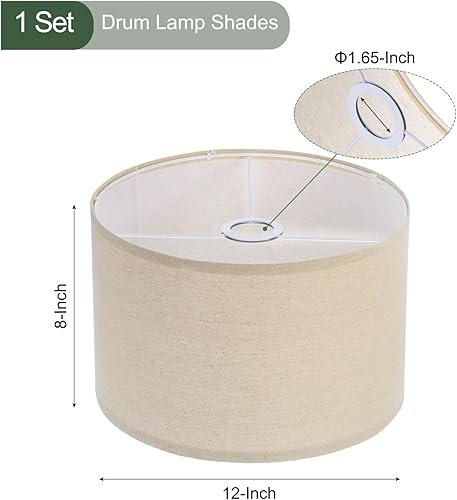 Miniatura 2 de YOKIVE Juego de 2 pantallas de lámpara de tambor, lámparas de mesa, lámparas de pie, proporcionan luz cálida, ideal para sala de estar, dormitorio,
