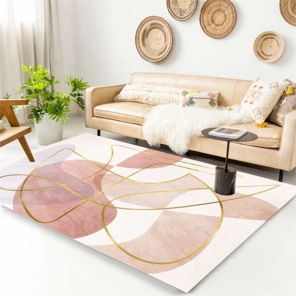 Tapis de salon brun 180x250cm géométrique moderne lavable