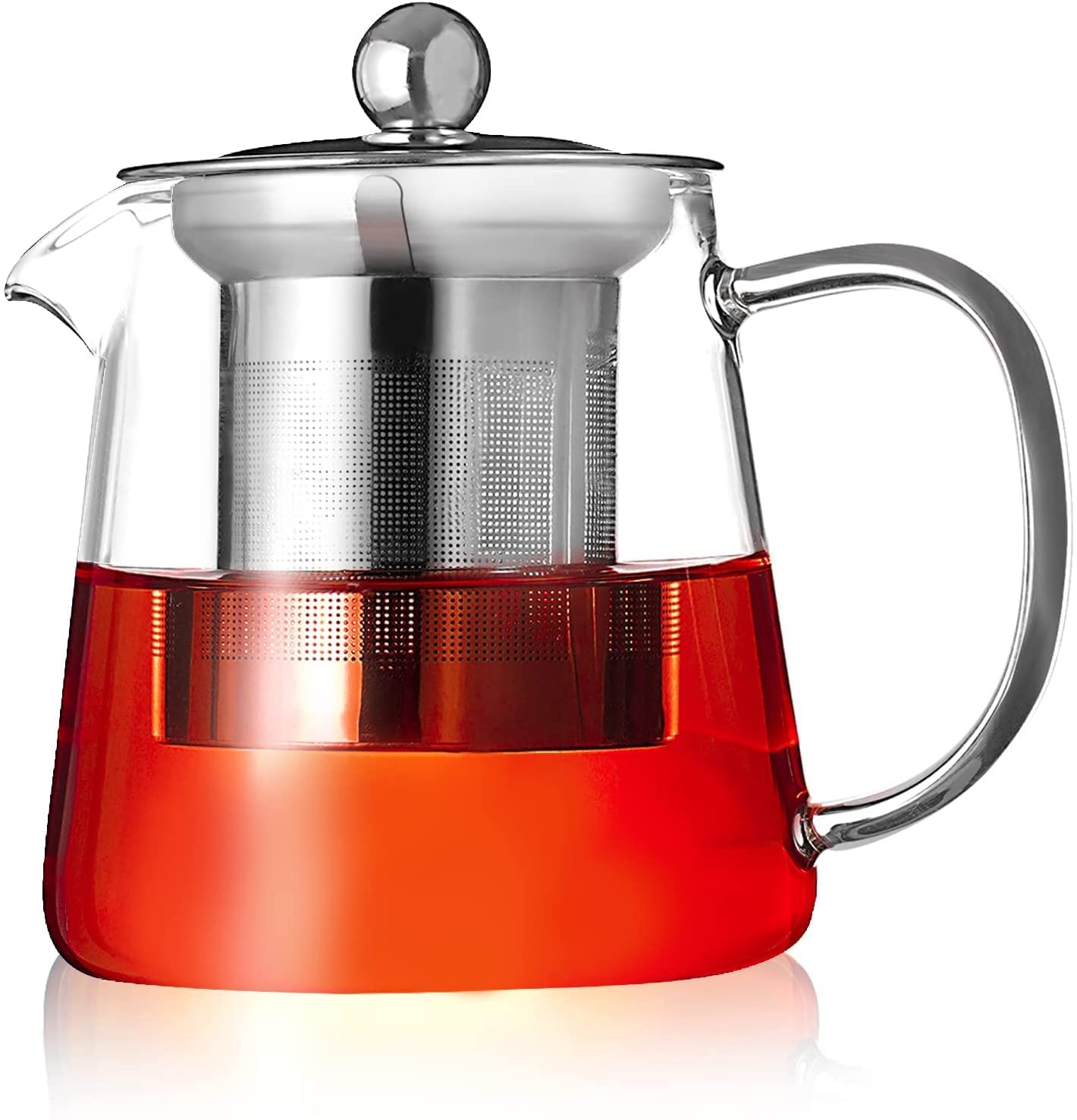 kettle, glass kettle, tea serving kettle, stainless steel infuser and lid, kettle for serving tea, hot water, green tea 550 ml glass tea pot(1pcs)