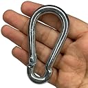 Heavy Duty Stainless Steel Spring Snap Hook | 8MM Locking Carabiner for Gym, Camping, Hiking Wire Ropes & Outdoor Use (Pack of 6) gallery image