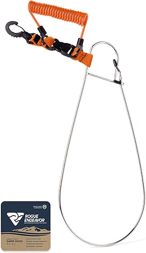 Rogue Endeavor Clip de pescado, grande, construcción inoxidable, cordón de núcleo de acero de liberación rápida de 36 pulgadas, diseñado para pesca