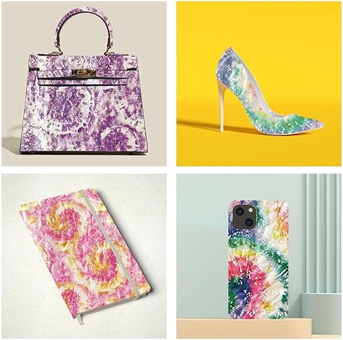 Miniatura 5 de HYANG - Hojas holográficas de piel sintética, caleidoscopio iridiscente sintético, 1 rollo de 12 x 53 pulgadas, piel sintética muy adecuada para