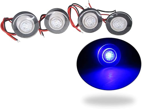 Pactrade Marine 4 Piezas Bote LED Livewell Botón Redondo Azul Cortesía Luz OEM Impermeable