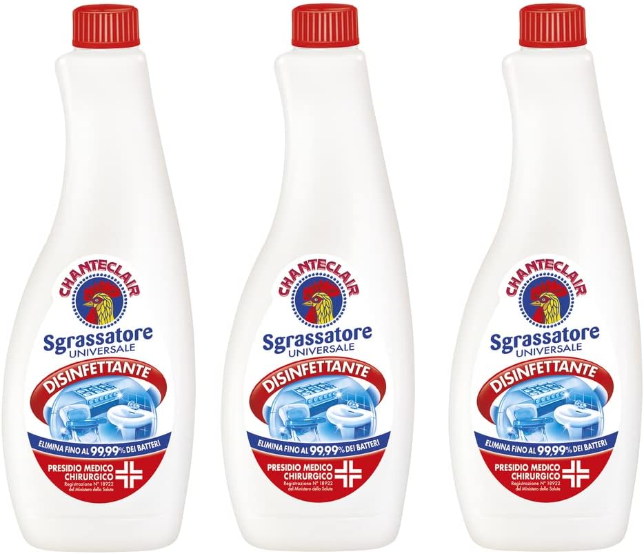 3 x Chanteclair Ricarica Sgrassatore Universal Disinfectant Refill Pack for Universal Disinfectant Degreaser 600 ml Cleaning Agent