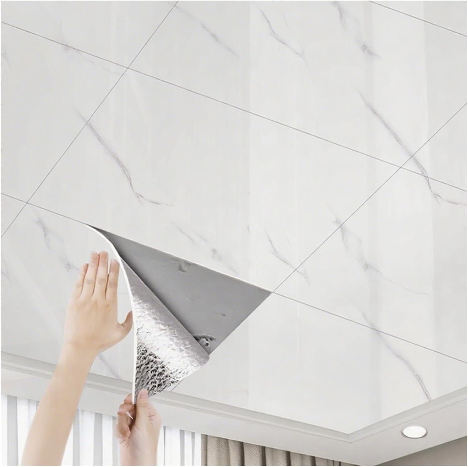 YXXSDP Ceiling Tiles Glue Up, Living Room Decorative Ceiling Panels PVC Foam, Easy to Install for Ceil and Wall, 11.8 X 23.6 Inch(10PCS)