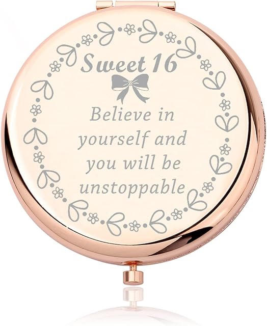 Sweet 16 Gifts 16th Birthday Gifts for Girls Compact Mirror Sweet Sixteen Gift for Daughter Girls Happy 16th Birthday Gifts (Believe in yourself)