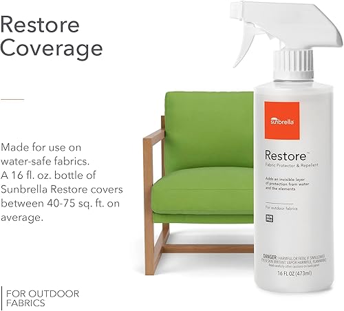 Miniatura 7 de Sunbrella Protector de tela Restore  Spray repelente al agua para telas de exteriores  Fácil de usar, sin PFAS  Protege y restaura la tapicería  16