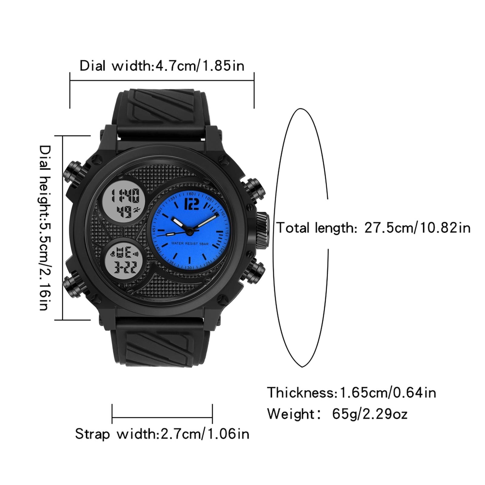 findtime Montre punk pour homme avec affichage surdimensionné