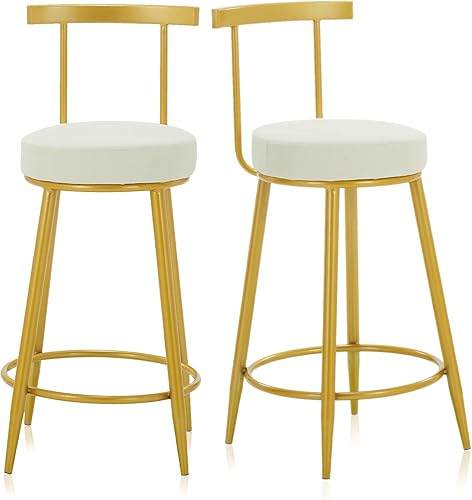 Juego de 2 taburetes de bar, taburetes de piel sintética, patas de metal dorado, silla de desayuno para isla de cocina, bar en casa, pubcomedor,