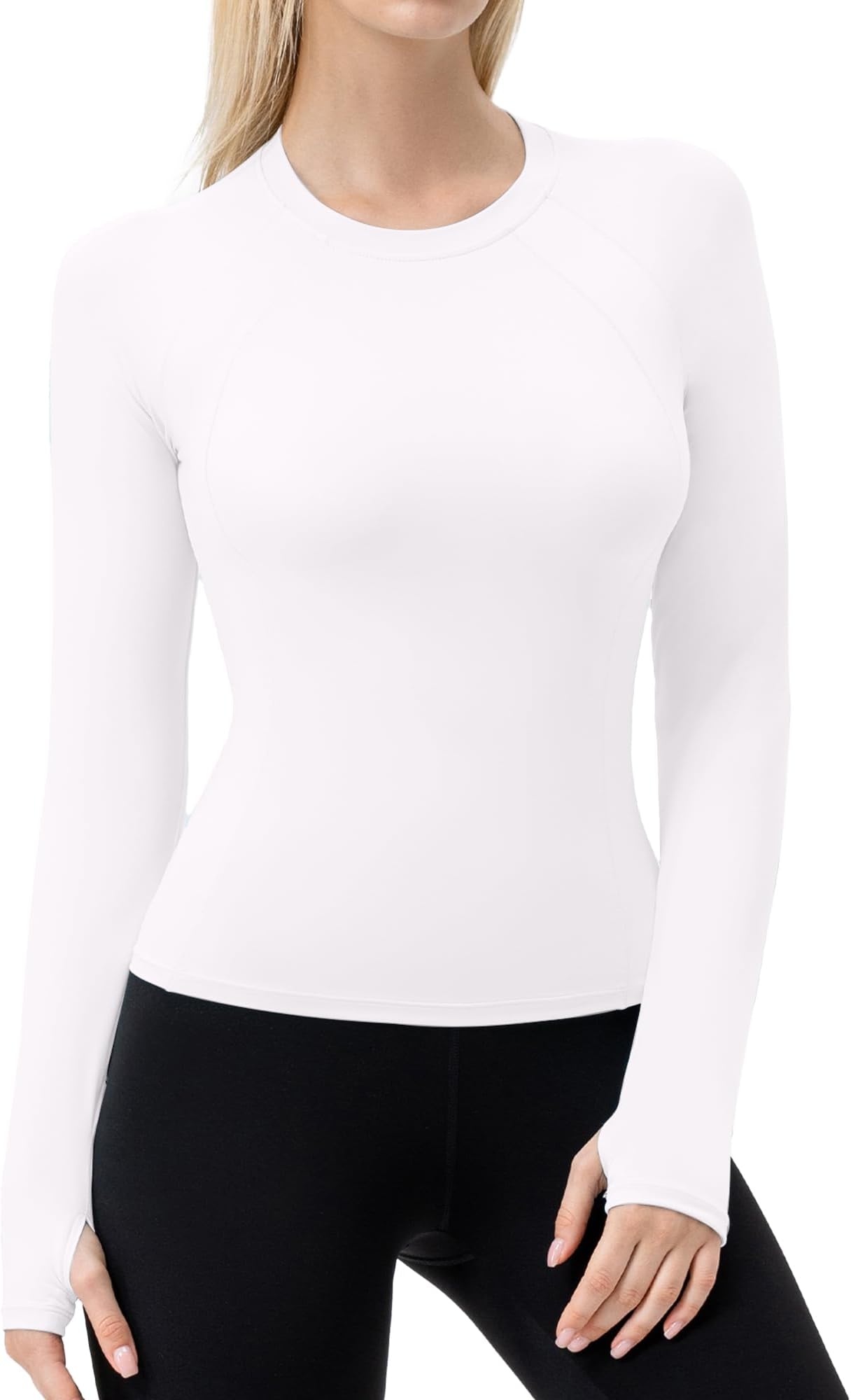 1/2 Pack Women's Compression Shirts Long Sleeve Seamless Workout Tops with Thumb Holes Dry Fit Athletic Gym Shirts