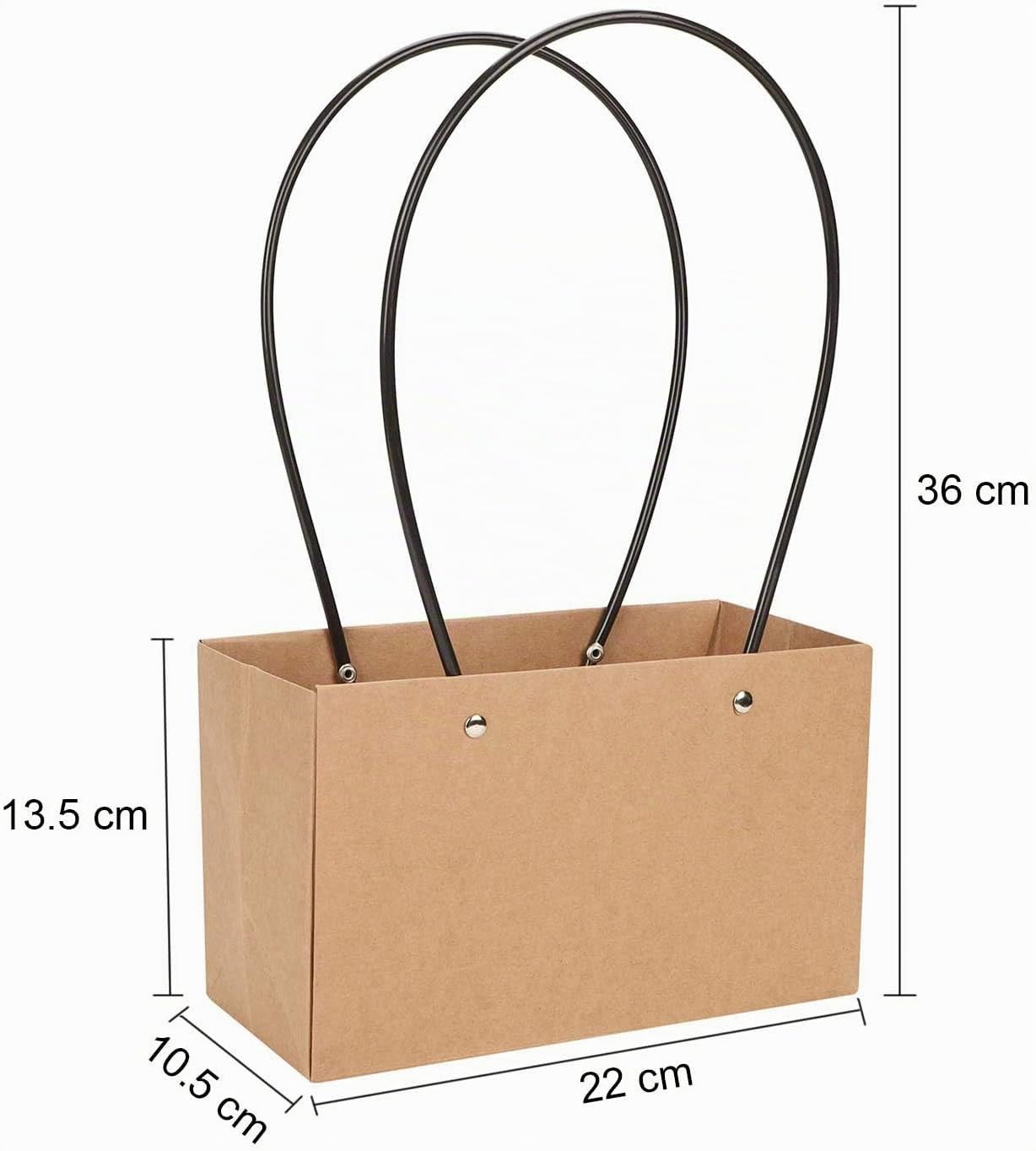 Shiwaki 5 pezzi sacchetti regalo fiori di carta kraft scatola di sacchetti per bouquet sacchetti di carta marrone impermeabile con manico borse di tela per bomboniere per feste di compleanno - marrone