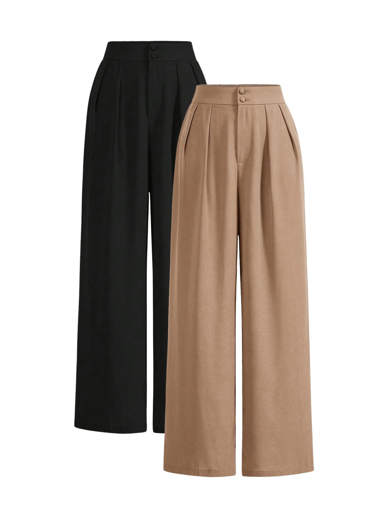 SOLY HUX Womens 2 Piece Wide Leg Pants High Waisted Work Office Trousers with Pockets