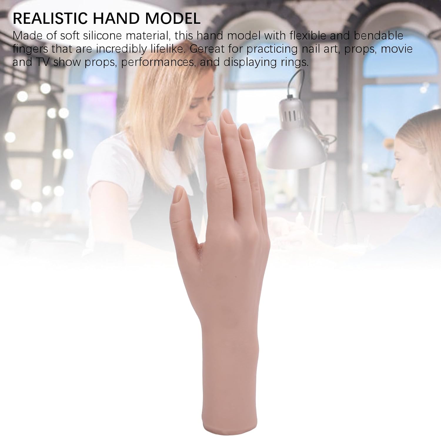 Alomejor Silicone Female Hand Model Flexible Bendable Reusable Practice Tool for Nail Art, TV Shows, and Ring Display Silicone Female Hand (Right)