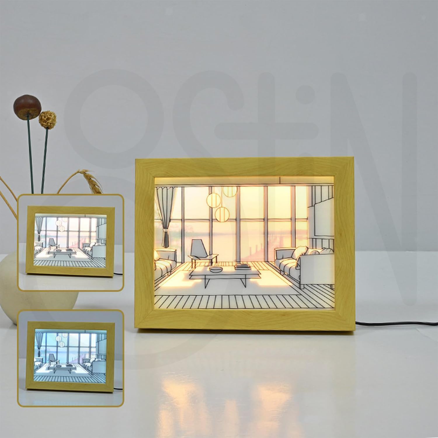 Ostin Light Painting Decoration, Glowing LED Photo Frame, Art Frame with Light Shadow Art, Light and Shadow Experience The Photo Frame Art (S, Seaside) 2