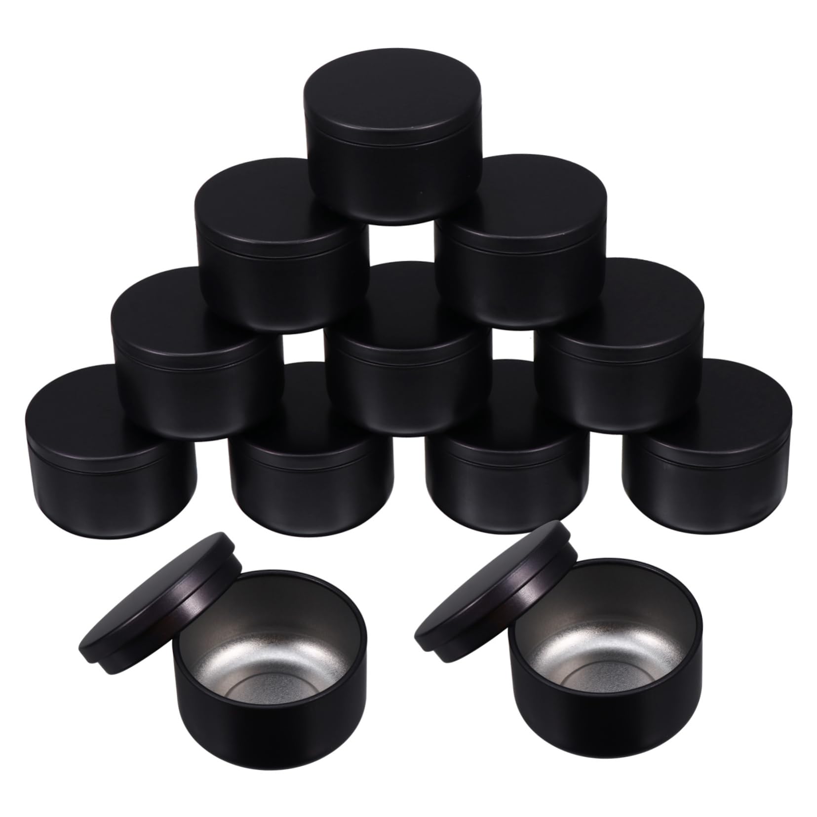 Housoutil 12pcs Art Craft Candle Jars Black Tin Containers with Lids for DIY Candle Making Supplies