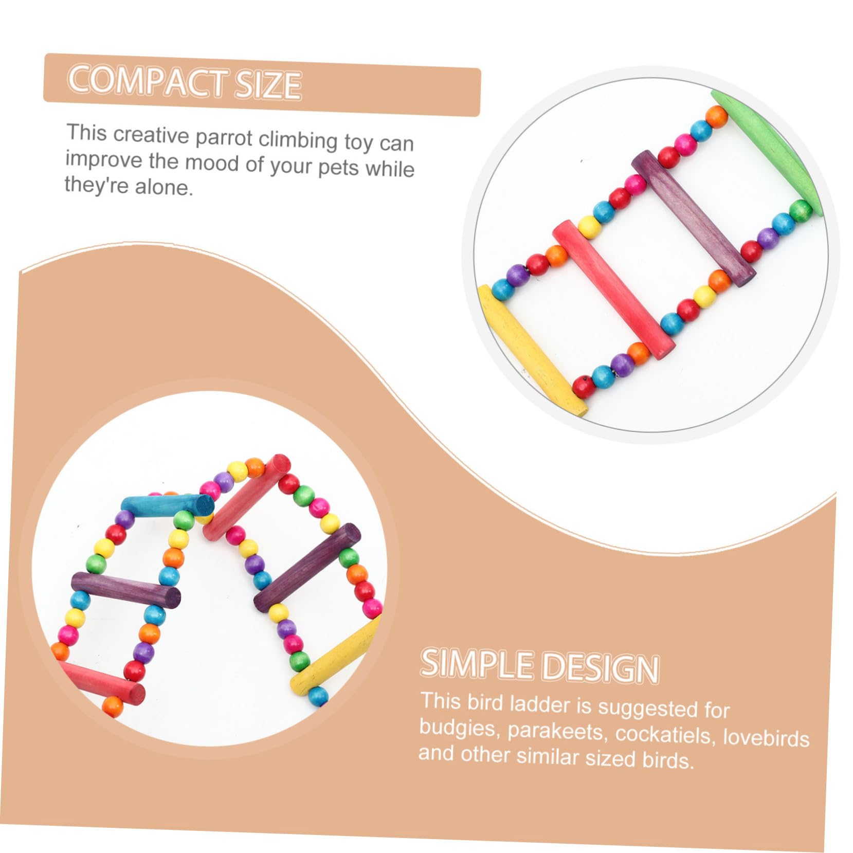 Abaodam Parrot Ladder for Bird Cage Natural Climbing Ladder with Beak Grinding Features for Budgerigar and Cockatiel Play Enhances Activity and Fun