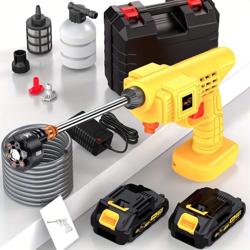 Cordless Pressure Washer,Household car wash Water Gun, Portable Washer (Black Water Gun+Battery * 1)