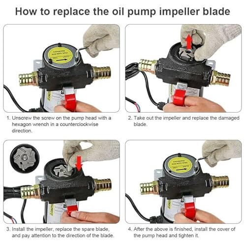 Dieselpumpe 12V 45L/min Heizölpumpe, 175W elektrische Kraftstoffpumpe selbstansaugende Ölabsaugpumpe für Traktoren LKW mit Vorfilter, Messingtüllen, Ersatzlüfterblätter, Dichtungsringe usw