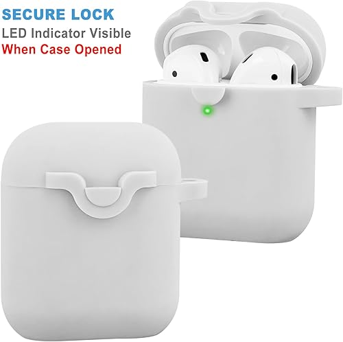 Miniatura 2 de Secure Lock - Funda de silicona compatible con AirPods 1 y 2 con llavero brillante, funda protectora suave para auriculares para mujeres y niñas,