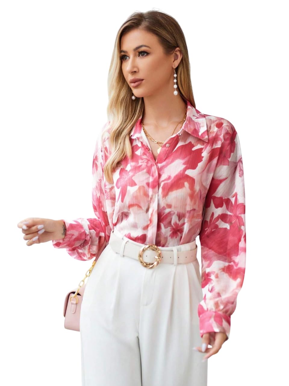 Shirts for Women – Korean Style Long Sleeve Oversized Button Down | Plus Size Workwear Top for Office & Casual Wear (L-102-104)