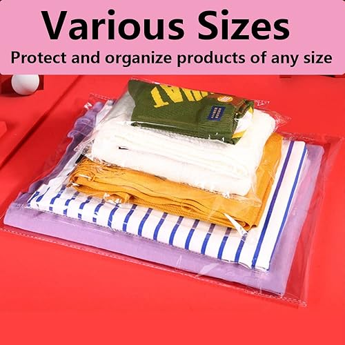 Miniatura 8 de Keoferlo Bolsas de celofán de 14 x 20 pulgadas con adhesivo autosellante grande bolsas transparentes de regalo para ropa cesta de envolver sábanas